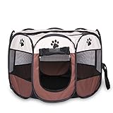 Parc Pliable à Chiots Chien Chaton Chat Lapin Enclos Facile à Installer Parfait pour Chiens Jouer dans la Jardin Taille Disponnible (91*91*58CM, brun)