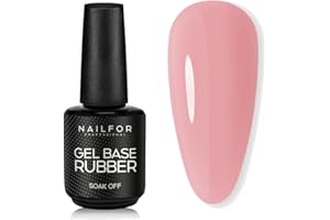 NAILFOR Base Rubber 15ml - Per Smalto Semipermanente Rinforzato Con Forte Adesione, Lunga Tenuta, Rinforza e Protegge Unghie Naturali Anche Per Bombatura e Mini Allungamento (Nude Light)