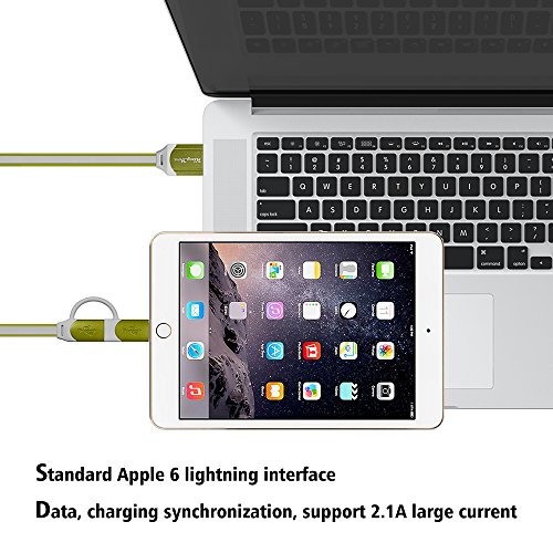 Kingyou 2 in 1 Lightning USB Kabel 1m Ladekabel USB Datenkabel geeignet für iPhone 6plus iPhone5c 5s iPad und Huawei Samsung Sony Usw Android Smartphones (Grün) - 6