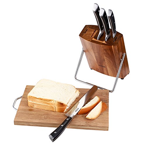 Aicok Professional Messerblock, Holz Block, 6-tlg, Rostfreier Spezialstahl Messerblock Set mit Holzblock, Schwarz - 5