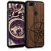 Produktbild kwmobile Holz Schutzhülle für OnePlus 5T - Hardcase Hülle mit TPU Bumper Walnussholz in Kompass Vintage Design Dunkelbraun - Handy Case Cover