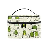 ALAZA Caso del maquillaje del bolso cosmético divertido Doodle de la rana del recorrido del...