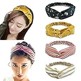 ☀ GRAN OFERTA: Obtenga 4 piezas de cintas para la cabeza en un paquete; Elección multicolor y patrón para combinar diferentes mentes y trajes; Las bandas de la cabeza del turbante no solo te mantienen a la moda, sino que también mantienen tu cabello cuando te laves la cara o el maquillaje