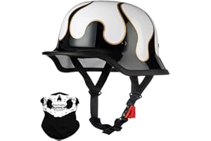 ACLFFSHOP Deutsche Motorrad Halbhelme mit ECE, Jethelm Retro, Chopper Helm, Scooter-Helm, Fahrradhelm, mit Herausnehmbares Innenfutter und Schnellverschlussschnallen M~XXL 57~64CM