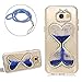 Produktbild Glitzer Flüssig Hülle für Samsung S7, Girlyard Luxus Transparent Hardcase Schutzhülle Cool Kreativ 3D Bling Diamant Liebe Herz Sanduhr Blau Muster Design Backcover mit Lanyard Strap Ultra Slim Crystal Clear Handyhülle für Samsung Galaxy S7