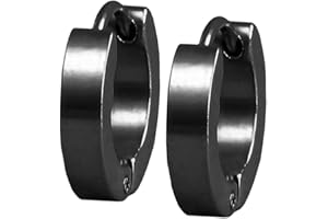 SOULCATS Hoop Earrings Creole Earrings Stainless Steel Unisex Huggie Hoop Earrings, Size: Ø 14 mm/3 mm breit; Farbe: schwarz