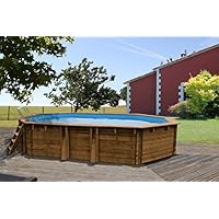 Gre - Piscina de madera de 637 x 412 x 133 cm con filtro de arena