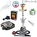 Produktbild Shisha Set mit Shisha Amy Deluxe Stillness Klick II, Kohleanzünder, Naturkohle, Kaminkopf, Dampfsteine (Schwarz / Chrom)