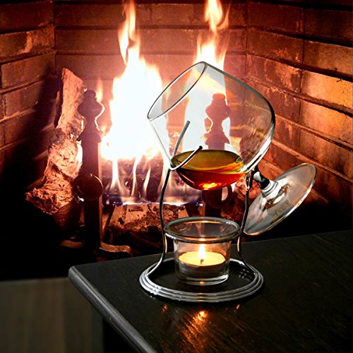 Deluxe-Cognac-Brandy-Wrmer-Set-inklusive-Brandy-Glas-Brandy-Wrm-Stnder-Teelicht-Teelichthalter-bardrinkstuff-Ballonglas-Schwenker-fr-Brandy-Cognac-Armagnac-oder-Calvados