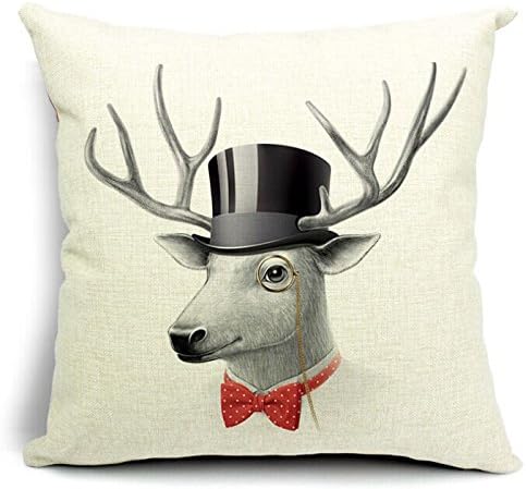 LFarncomboutlet ON SALE Cartoon animal pig deer rabbit sheep beak bird cotton linen throw pillow case pillowcase