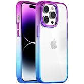 BUFF LABS iPhone 14 Pro Max Air Bumper Rainbow Kılıf Darbe &Ouml;nleyici Arkası Şeffaf G&ouml;kkuşağı Kapak (Mavi Mor)