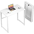 GreenForest Small Folding Desk No Assembly,100 cm Computer Desk for Small Space,Space-Saving Home Office desk,White