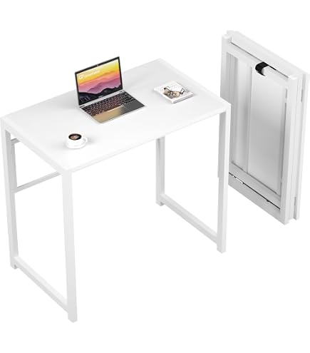 Hjh OFFICE Easy CLAP Klappschreibtisch – 80x50 Cm, Weiß, Metallgestell, Platzsparend, Bis 20 Kg