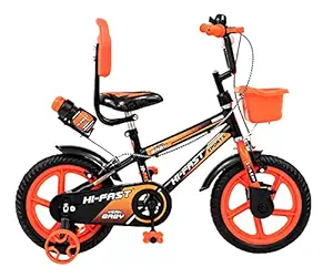 Hi-Fast 14 inch Sports Kids Cycle for Boys & Girls 3 to 5 Years with Training Wheels (90% Assembled)