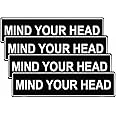 Haobase 4 PCS Mind Your Head Safety Sign - Self Adhesive Vinyl Sticker (20cm x 5cm)