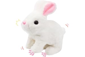 Plush Interactive Toy,Hopping Rabbit Interactive Electronic Pet Plush Bunny Toy with Sounds and Movements,Animated Walking Wiggle Ears Twitch Nose Gift for Toddlers Birthday,Companion Animal for Kids