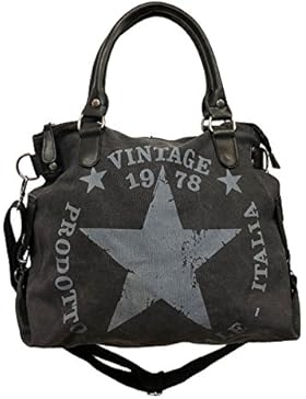 Star Bag Vintage Stern Damen Stamp Tasche Fashion Shopper Henkeltasche Canvas Stoff