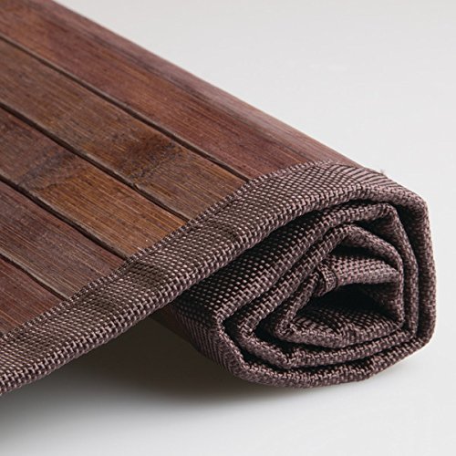 mDesign Alfombra para baño de madera - Alfombra de bambu oscuro