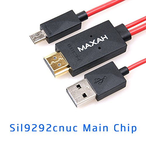 MAXAH&reg; 2m MHL Micro USB a HDMI cable adaptador 1080P HDTV para Samsung Galaxy S3 S4 S5 Note 3 Note 2 MEGA Note 8 (Rojo)