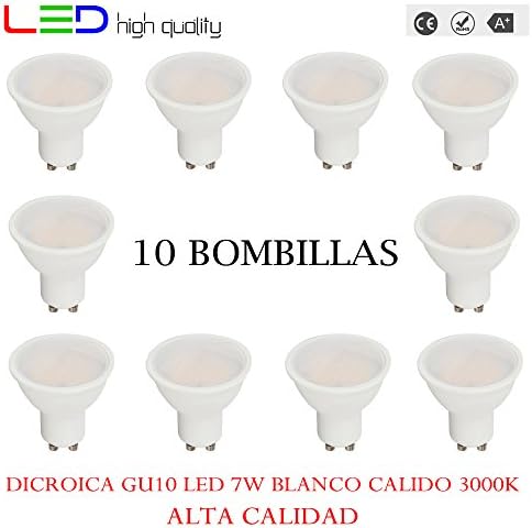 LED Dichroic (Pack of 10) 7 W 110 ° White Calido 3000 K GU10 500LM 220 V-240 V High Quality