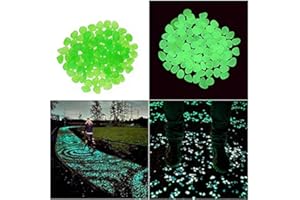Candora Decorative Stones 200pcs Man-made Luminous Cobblestone Glow in the Dark Pebbles Stone for Garden Walkway Outdoor Fish Tank (Green)