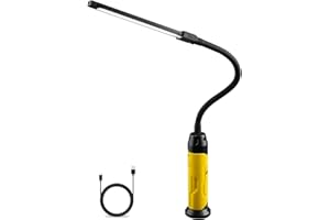 Napatyre Lampe de Travail LED Rechargeable, 1000 Lumens 3 Modes Baladeuse LED Lampe Atelier avec Base Magnétique, 360° Flexible Lampe de Poche pour Garage, Camping, d'urgence, etc