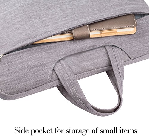 Plemo Denim-Gewebe Tasche Hülle Aktentasche Sleeve für 33-33,8 cm (13-13,3 Zoll) Laptop / Notebook Computer / MacBook / MacBook Pro / MacBook Air, Grau - 5