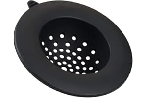 iDesign Austin Tapón de Silicona Fregadero, Filtro para Ducha Redondo, Negro, 10,9 cm x 3,6 cm