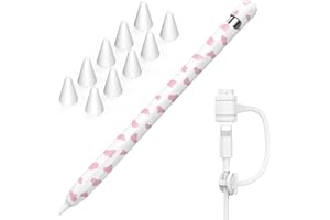 NIUTRENDZ Estuche con Estampado de Vaca para Apple Pencil 1ª Generación Protectores de Silicona con Funda de Puntas de Lápiz de Apple y Correa Adaptadora de Cable (Vaca + Rosado)
