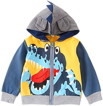 KKia Boys Cartoon Crocodile Dinosaur Zipper Packaway Casual Hoodies Winter Coats Warm Outwear 1 2 3 4 5 6 Years