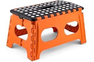 BS Plastic Wide Multi Purpose Folding Foldable Easy Storage Step Stool (ORANGE)