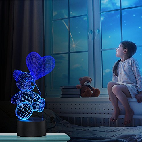 Ballon tragen 3D Optische Illusions-Lampen, FZAI Tolle 7 Farbwechsel Acryl berühren Tabelle Schreibtisch-Nachtlicht mit 150 cm USB-Kabel für Kinder Schlafzimmer Weihnachten Geburtstagsgeschenke - 8