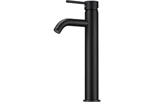 HPWVKVDB Black Bathroom Taps Tall Basin Taps Mono Countertop Sink Tap, Single Lever High Rise Bathroom Sink Tap Mixers, Modern Stainless Steel Monobloc High Basin Mixer Faucet