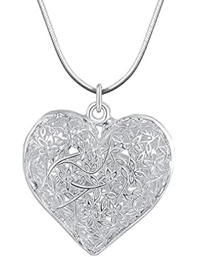 Hohle Herz-Halskette Silber überzogene Kette elegante hängende Charme Schmucksachen