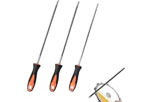 QEEROYO Lima per Motosega, Affila Catene Motosega, Raspe per Motosega, Affilacatene Per Motosega Generale, Lima Per Motosega Con Impugnatura, 4.0/4.8/5.5mm, Strumenti per L'affilatura Adatte per Motosega