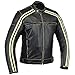 Produktbild Retro Schwarz Cafe Racer die Bonnie 100% Bovine Leder Motorrad-Jacke CE Armoured - Elfenbein Streifen Gr. XXX-Large, Schwarz - Schwarz