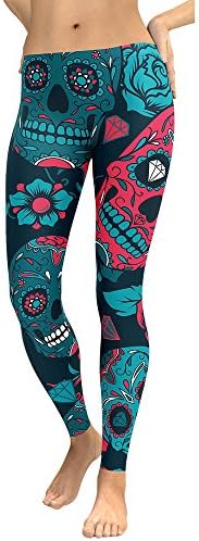 LILICAT Women Leggings Ladies Pants Women High Waist Gym Yoga Running Fitness Leggings Pants Workout Clothes Skeleton Print Leggings Fashion (Blue, Size:S)