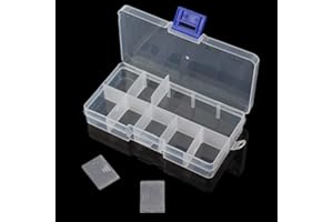 OriGlam 13x6.5CM Boîte de rangement pour matériel de pêche, boîte en plastique avec séparateurs réglables, boîtes de rangement pour leurres de pêche