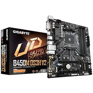 GIGABYTE AMD B450M DS3H V2 Ultra Durable Motherboard with Digital VRM Solution, GIGABYTE Gaming LAN and Bandwidth Management, PCIe Gen3 x4 M.2, Anti-Sulfur Resistor, RGB LED Strip Header