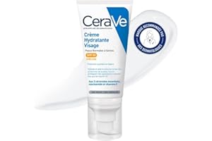 CeraVe - Crème Hydratante Visage SPF50 - Crème de Jour avec Protection UVB + UVA - Acide Hyaluronique, Céramide, Niacinamide, Vitamine E - Peau Normale à Sèche - 52 ml