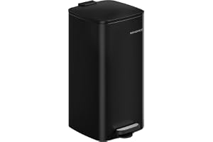 SONGMICS Kökskorg, 8 gallon (30 L) papperskorg, stålpedalfack, med inre hink, mjuk stängning och håller sig öppen, bläck svar