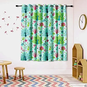 Curtain Hues 5 Ft. Satin Digital Print Kids Window Curtain HTSK-02-1PC(1 Curtain)