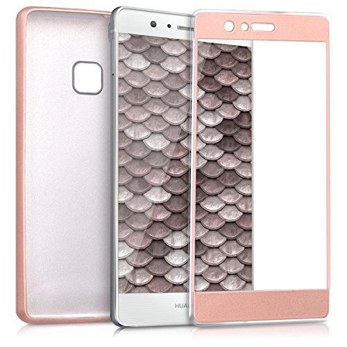 kwmobile Funda para Huawei P9 Lite - Carcasa  Doble  de  TPU  - Case de  ambas Caras  para m  vil en  Oro Rosa Metalizado 