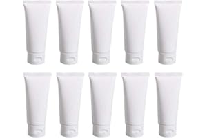 VASANA Lot de 20 flacons vides de 50 ml en plastique blanc pour lotion cosmétique, shampooing, nettoyant pour le visage, échantillon de maquillage, flacon souple avec bouchon à rabat