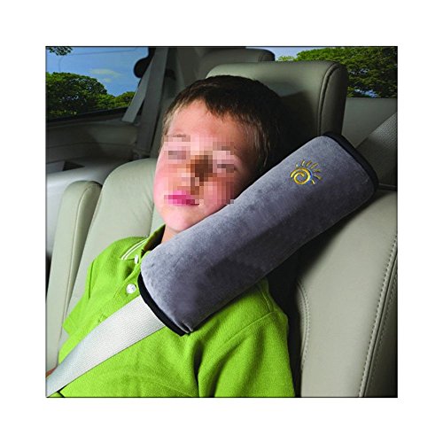Preisvergleich Produktbild RotSale® 1x Grau Autokissen Sicherheitsgurt Kissen Schlafkissen Schulterschutz Nackenstütze Kopfkissen für Kinder Baby aus Microsuede