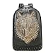 Produktbild LUCKGXY Wasserdichter Laptop-Rucksack, Wolf Head 3D PU Shoulders Bag College Schoolbag for Travel Outdoor Leisure Shopping Camping and Daily,Gold