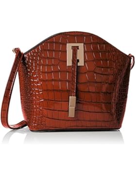 SwankySwans Damen Alex Croc Patent Leather Shoulder Bag Dark Brown Umhängetaschen