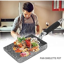 Poêle à frire, Poêle à frire en pierre Maifan, style japonais, poêle universelle antiadhésive, poêle carrée universelle pour les légumes, œufs, steak, barbecue en côtelette de porc, 13 × 18cm