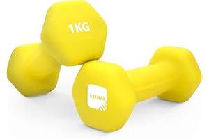 KAYMAN Neoprene Dumbbells Pair with Anti-Slip Grip,Hex Edges,Water-Resistant Surface & Workout Poster-Weight Set for Hom