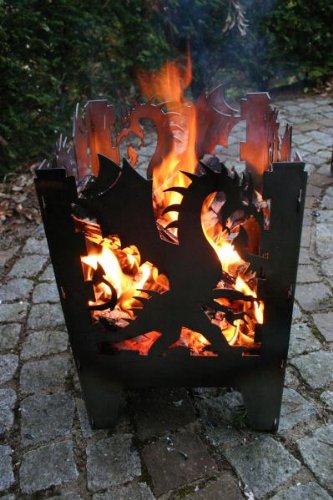 Feuersäule / Feuerkorb DRACHE Gr. L aus Stahl - von SvenskaV